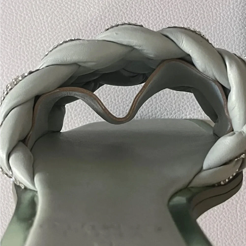 Vince Camuto Belmiya Metallic Beaded Braided Sandal In Mint Green Pistachio NWT - Picture 5 of 11